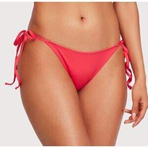 NWT Frederick's of Hollywood Cheeky Side Tie Bikini Swim Bottom in Geranium L